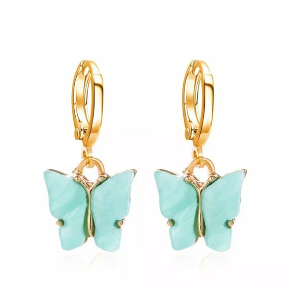 BUTTERFLY New Dainty Drop Pendant Huggie Style Pirced Ear Earrings - Picture 7 of 13